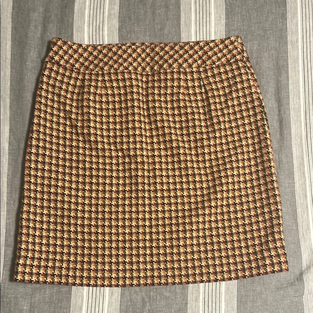 LOFT Brown and Cream Mini Pencil Skirt for Work